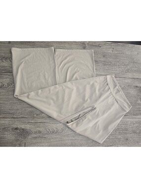 OQQ Beige Wide-Leg Pants High-Waisted Stretchy Nylon-Spandex Blend Womens Size M
